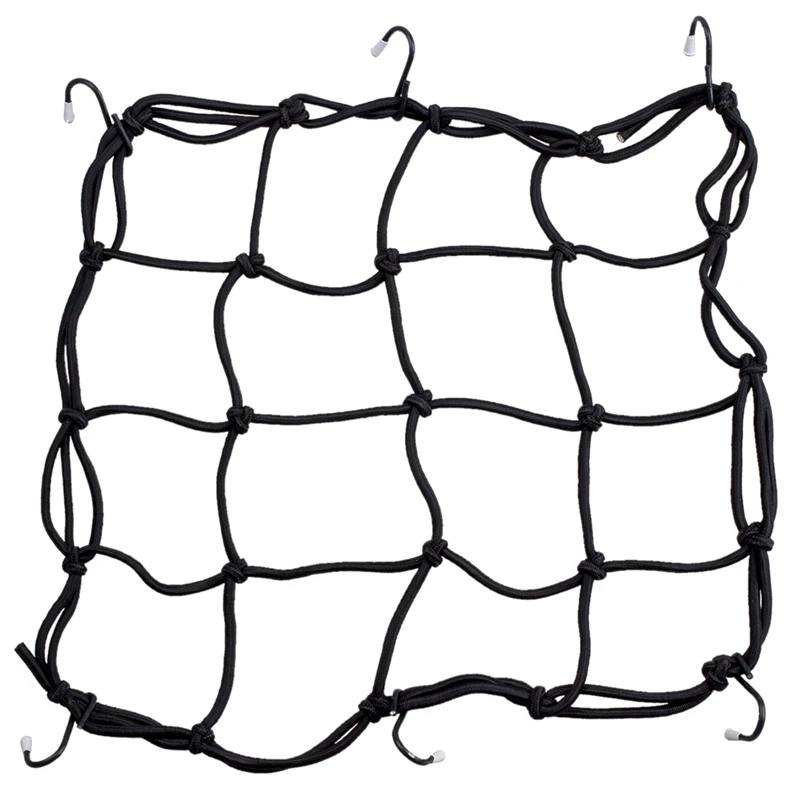 

Black Bungee Motorcycle Helmet Cargo Net 6 Hooks Luggage/Package Cargo Net Load Cover Cord Web