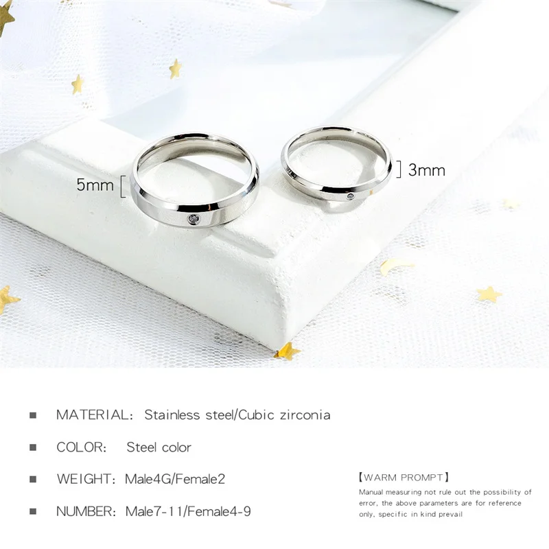 Кольца для пар AZIZ BEKKAOUI с выгравированным именем, простые Стильные Свадебные кольца из нержавеющей стали с кристаллом для женщин и мужчин, ювелирные изделия для обещаний