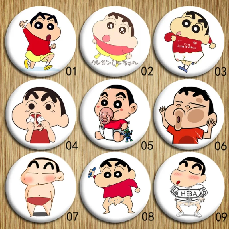 1 шт. японский мультфильм Аниме Crayon Shin-chan значок жесть Броши Булавки рюкзак Одежда