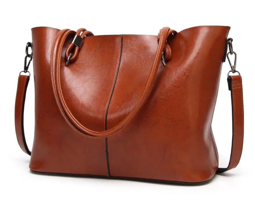 

IMOK Brand Women Pu Leather Handbags Ladies Large Tote Bag Female Square Shoulder Bags Bolsas Femininas Sac A Main Brown Black