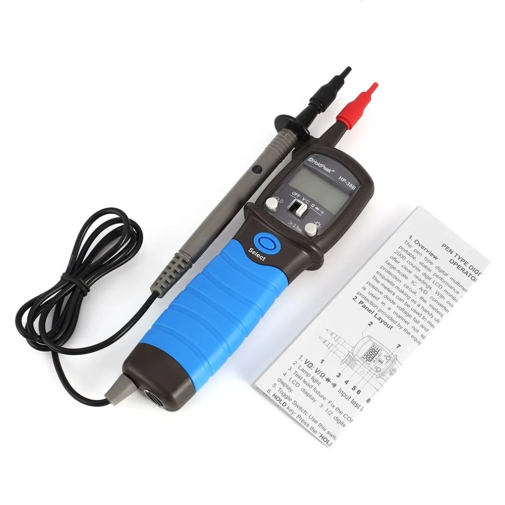 

HP-38B Handheld Digital Pen Type Multimeter Auto Range 1999 Counts AC/DC Volt Ohm Diode Continuity Tester Voltmeter