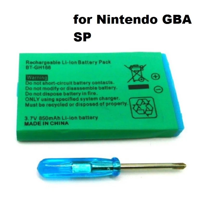 

2 x 850mAh For Nintendo GBA SP Battery 3.7V Rechargeable Batteries Li-Ion Lithium Replacement With Free Tool