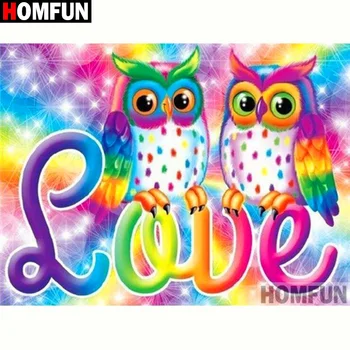 

HOMFUN Full Square/Round Drill 5D DIY Diamond Painting "Cartoon owl text" 3D Diamond Embroidery Cross Stitch Home Decor A20027