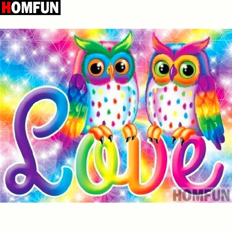 HOMFUN Tam Kare yuvarlak Matkap 5D DIY Elmas Boyama karikat r Bayku 