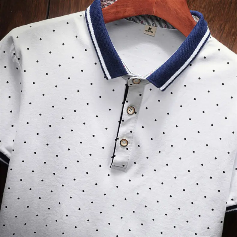 Polka Dot Polo Men Summer Short Sleeve Cotton Breathable Men Polos Male Quality Classic Brand Clothing Fast Dry Top Tees 3XL 4XL 4