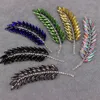 9.5x2.5cm AB Rhinestone Leaves feather Brooches Fashion Embroidered Patch Iron on Sewing Crystal Applique For Suit dress Jewelry ► Photo 1/6