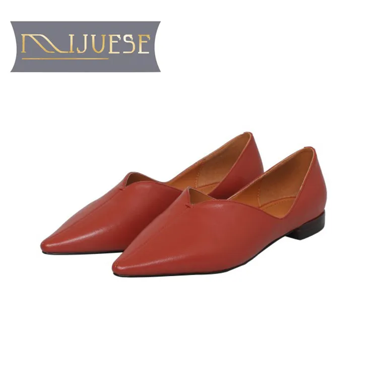 

MLJUESE 2019 women flats cow leather pointed toe Rome style soft flats shoes spring autumn comfortable casual shoes party dress
