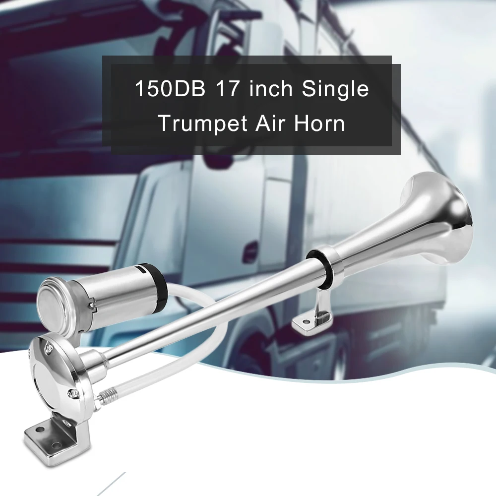 VicTsing 17 inch Single Trumpet Air Horn 12V Compressor Super Loud 150DB Air Hose Car Horn Speaker Auto Replacement Parts (2)