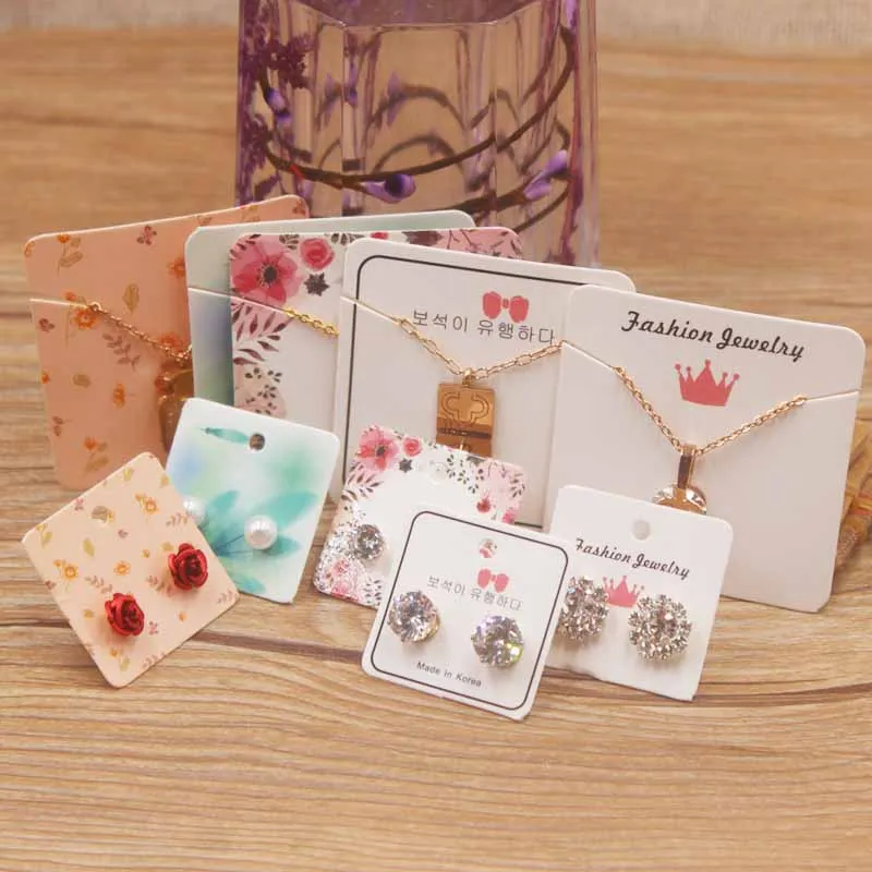 

100pc Vintage kraft 5*5cm Dremacatcher jewelry charms/necklace package card Marble/flower romantic love 3*3cm stud earring card