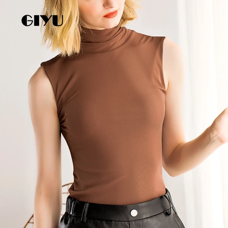 GIYU الصلبة أكمام T قميص المرأة الياقة المدورة المحملة مثير شبكة نحيل الأساسية قمم الإناث