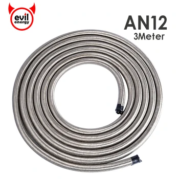 

evil energy Universal 10 Feet AN12 Stainless Steel Braided Oil Cooler Oil Fuel Hose Line Turbo Charge Oil Line 3M