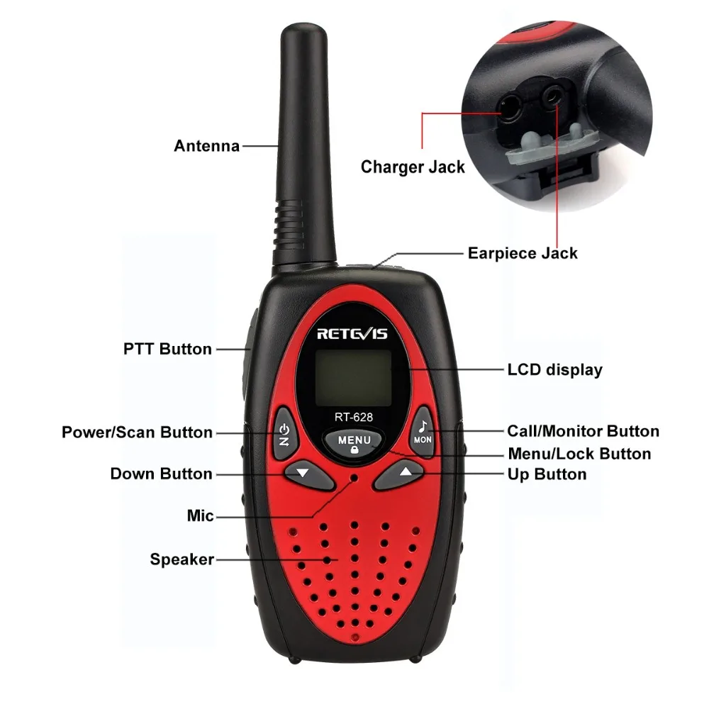 4 шт. мини рация для детей вида цветов Retevis RT628 0 5 Вт UHF PMR446 ЖК дисплей портативные