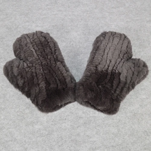 Горячая зимние перчатки из натурального меха женские эластичные ручной вязки Настоящий мех кролика перчатки наружные перчатки из натурального меха кролика рекс - Цвет: dark gray