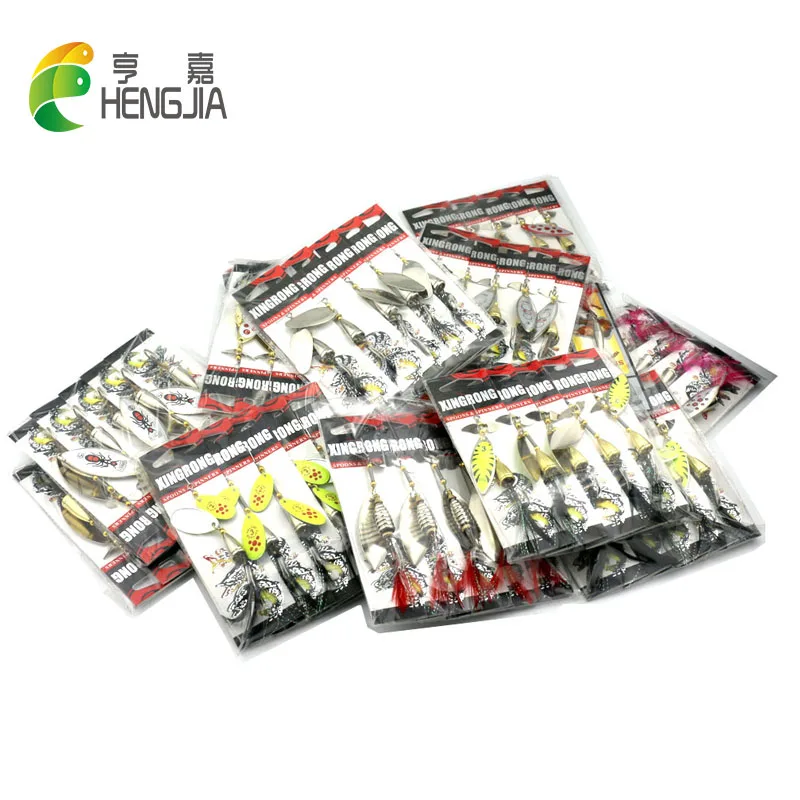 HENGJIA Mixed hard metal random color spinnerbaits bass wobbler blade spinner spoon sequins carp trout catfish fishing lures | Спорт и