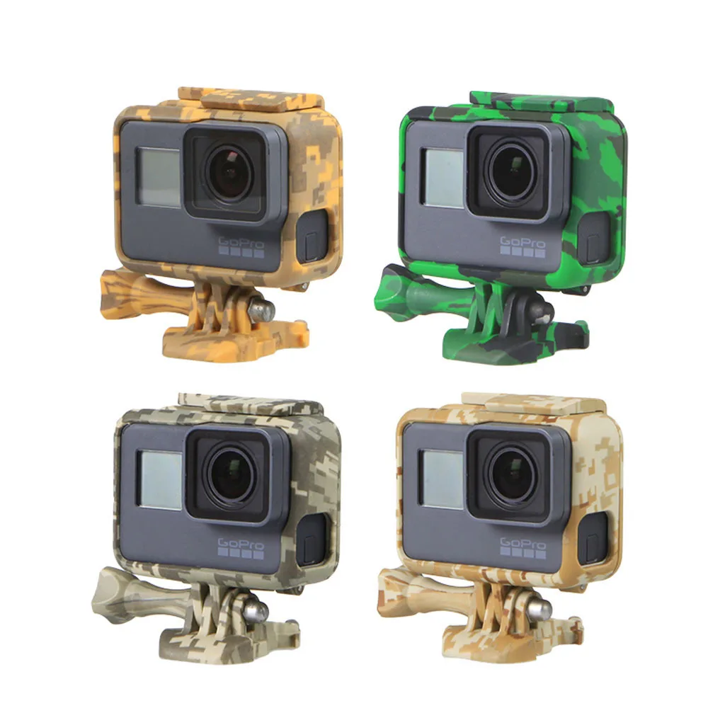 

Kaliou Green Brown Grey Standard Border Frame Protective Protection Housing Case for GoPro Hero 5 with Stand Screw Buckle Base