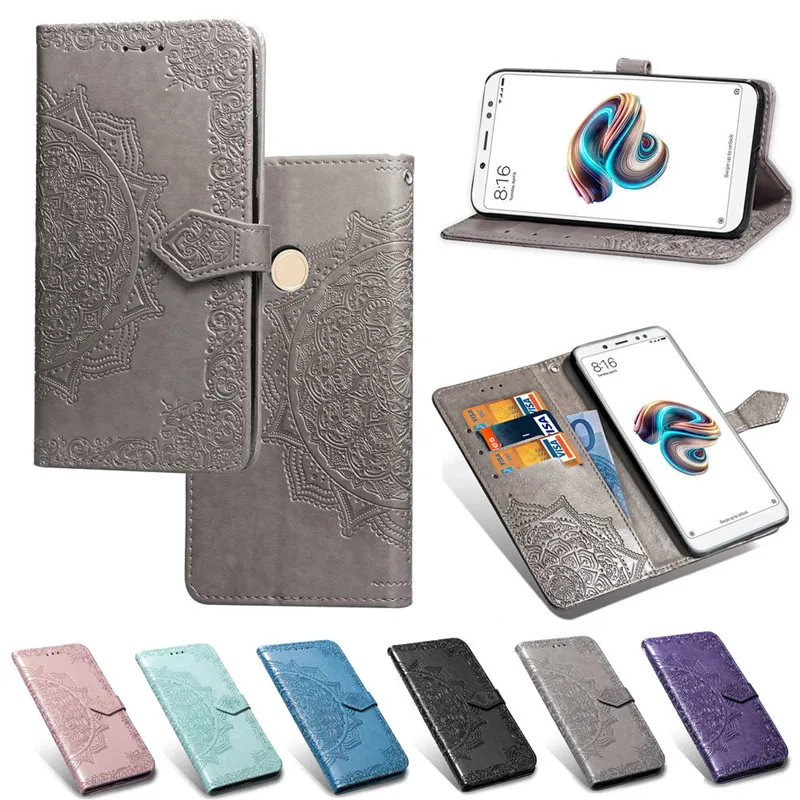 

WeeYRN Vintage 3D Embossed Mandala Flower Leather Case Xiaomi Redmi note 5 Pro Redmi 5 Plus Luxury Patterned Full Cover Redmi 5