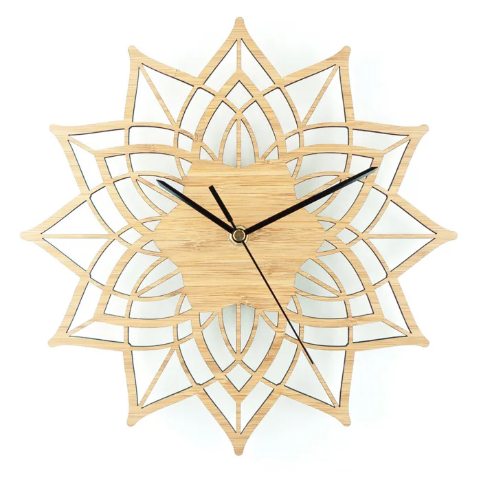 

Natural log Lotus Bamboo Wood Modernizing Duo Hang Zhong Fashion Creative Bamboo Board Walls Table quartz bell silent