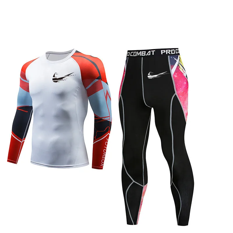 

Men's Rash Guard Compression T-Shirt Running Jogging Set Men's T-Shirt Shirt Fitness Sportswear Fitness Men's Suit Crossfit Set
