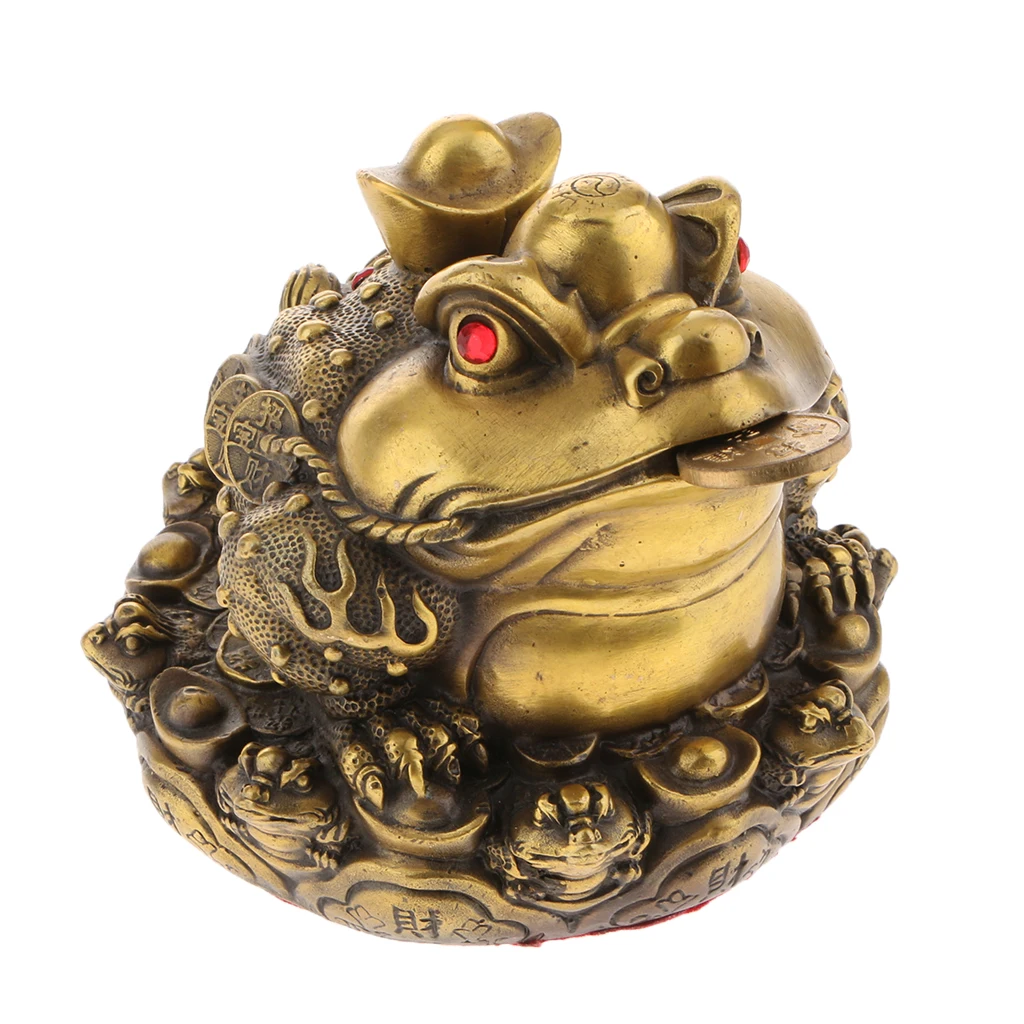 Feng Shui Toad Money LUCKY Fortune Wealth Chinese Golden Frog Toad Coin Home Office Decoration Tabletop Ornaments Gifts