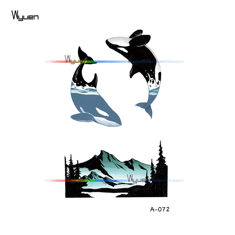 

Wyuen Whale Waterproof Temporary Tattoos On The Body Art Translation Fake Tattoo Stickers For Adult Men Woman On Arm Hand A-072