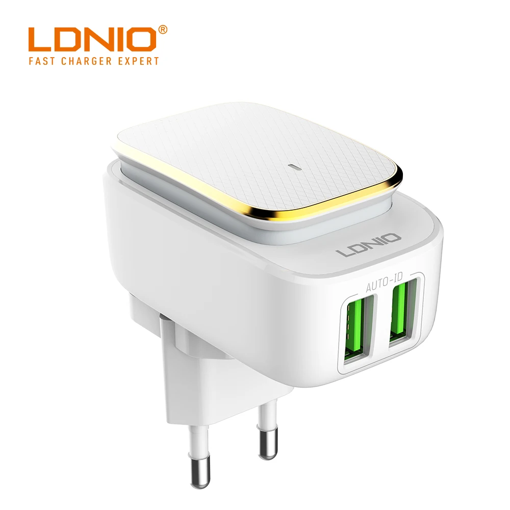 

LDNIO DC5V-2.4A(Auto Max) Output Double USB Travel Wall Charger Adapter For Charging iPhone Samsung Huawei Cell Phones