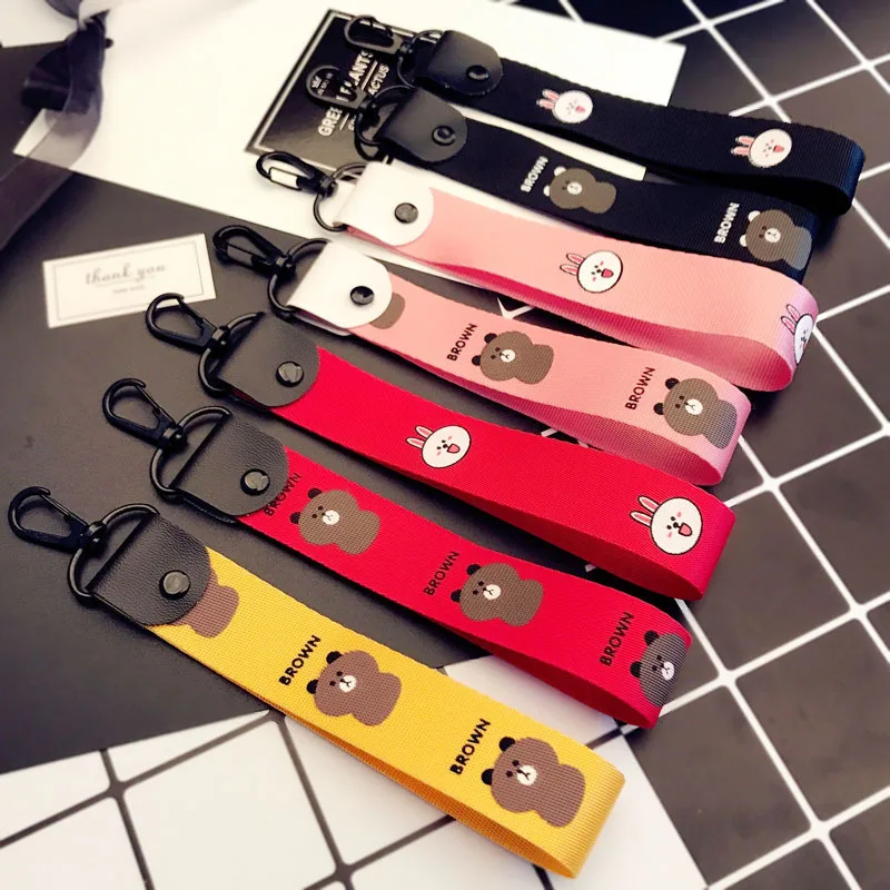 

2018 Cute Cartoon Bear Rabbit Wrist Band DIY Accessories Simple Cars Key Chains Holder Key Rings Phone Shell Pendant Trinkets