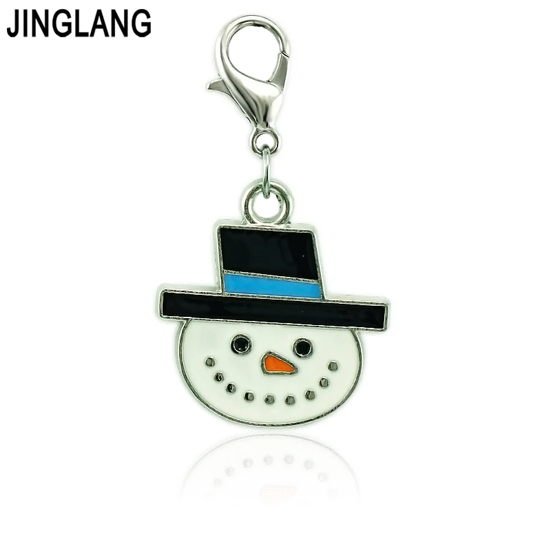 JINGLING рождественские украшения Омаров застежка Подвески шляпа из эмали снеговик