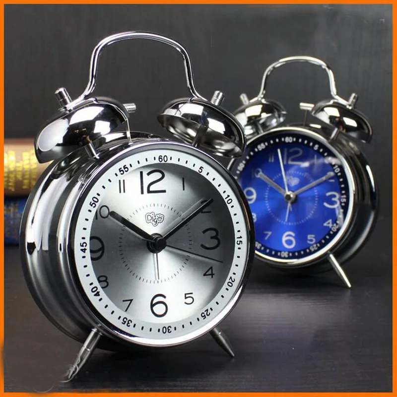 2016 New 4 inch Metal Double Twin Bell Alarm Clock Silent Non Ticking