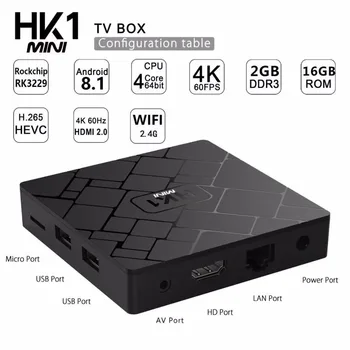

Smart TV Box HK1 mini Android tv box 2018 RK3328 Quad Core Tv Box DDR3 2/16GB 4K HD 100M LAN VS TX3 X96 Mini Media player