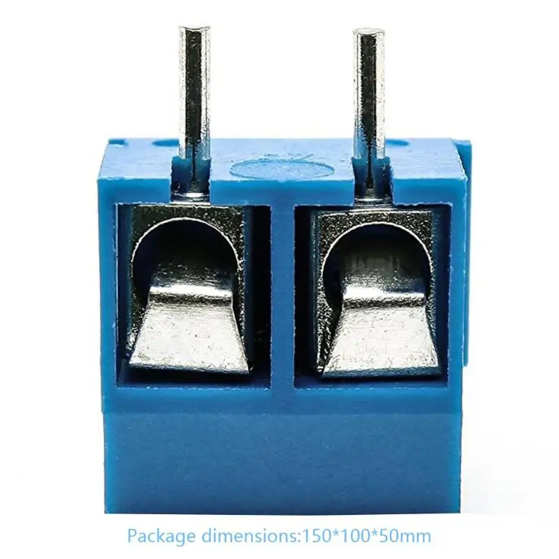 100 шт./компл. металлический Терминал Блок разъем 5 мм Шаг 2 булавки винт синий PCB клеммный блок разъем