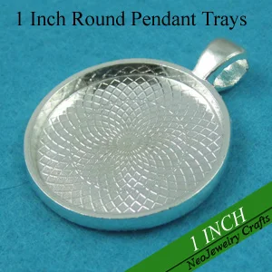 

100 pcs - Shiny Silver Pendant Tray, 25mm Silver Pendant Setting, 25mm Silver Pendant Blanks, Silver Plated 25mm Cameo Setting