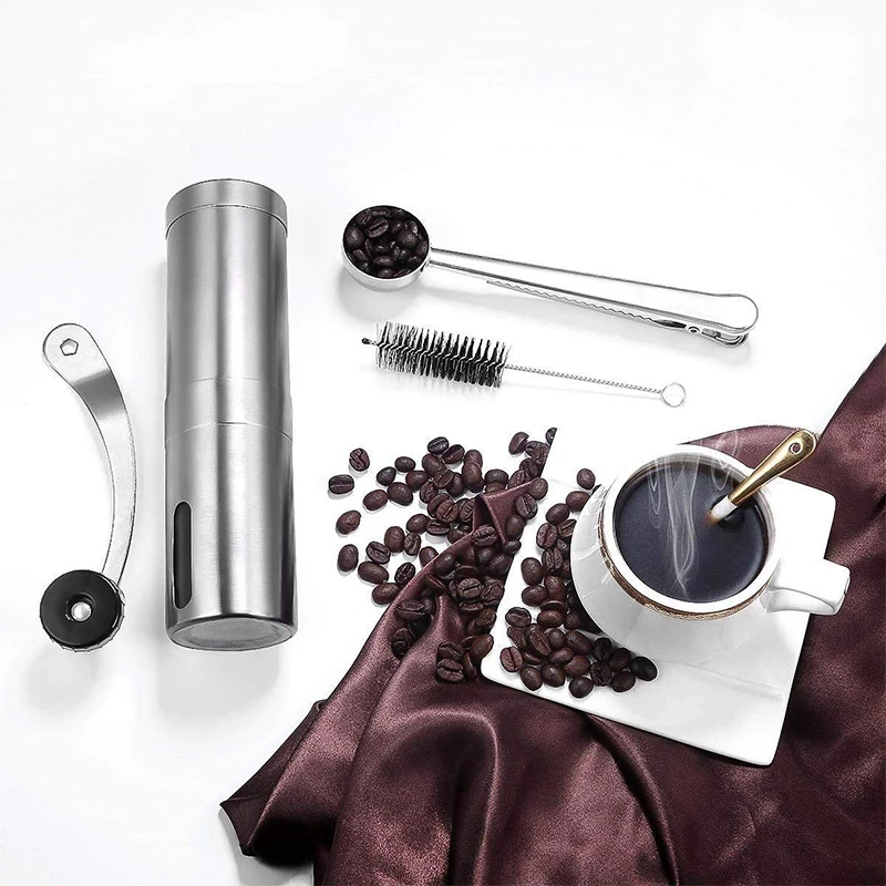 

Manual Coffee Grinder,Adjustable Conical Burr Brushed Stainless Steel Coffee Beans Manual Grinder Portable Travel And Handheld