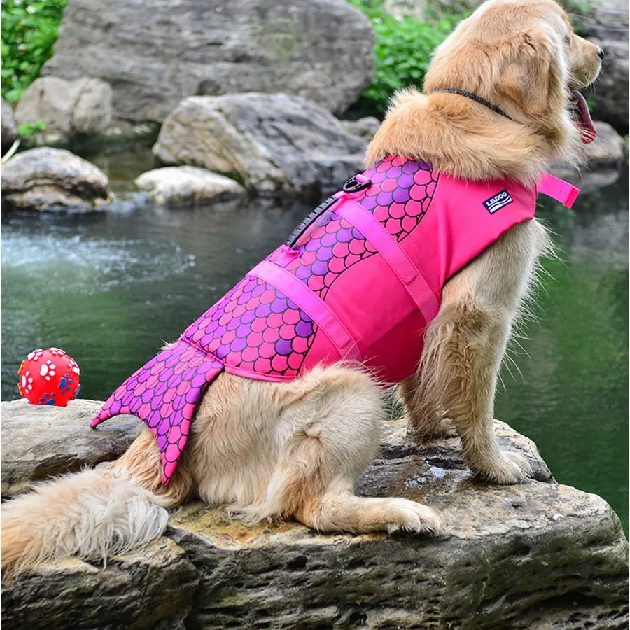 Drop Shipping Pet Dog Giubbotto Di Salvataggio Gilet Vestiti Giubbotto Di Salvataggio Collare Imbracatura Cane Nuoto Costumi Da Bagno Estivi Sirena Sq