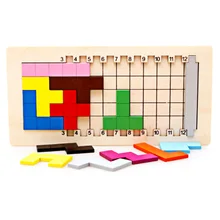 Colorful Wooden Tangram Tetris Game Brain Teaser Puzzle Toys Baby Preschool Magination Early Educational Kids Toy Children Gift