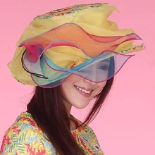 Las mujeres de Las Señoras Sombrero Del Organza de Boda de La Iglesia Derby Playa Cóctel de la Tarde Party Dress Fedora Sombrero de Ala Ancha Casquillo Del Sol Del Verano de La Vendimia nueva