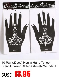 6pcs/Set Henna Tattoo Stencil Mehndi Aribrush Templates for Women Body Paint Indian Tattoo Stickers New Designs Kit 6 Patterns