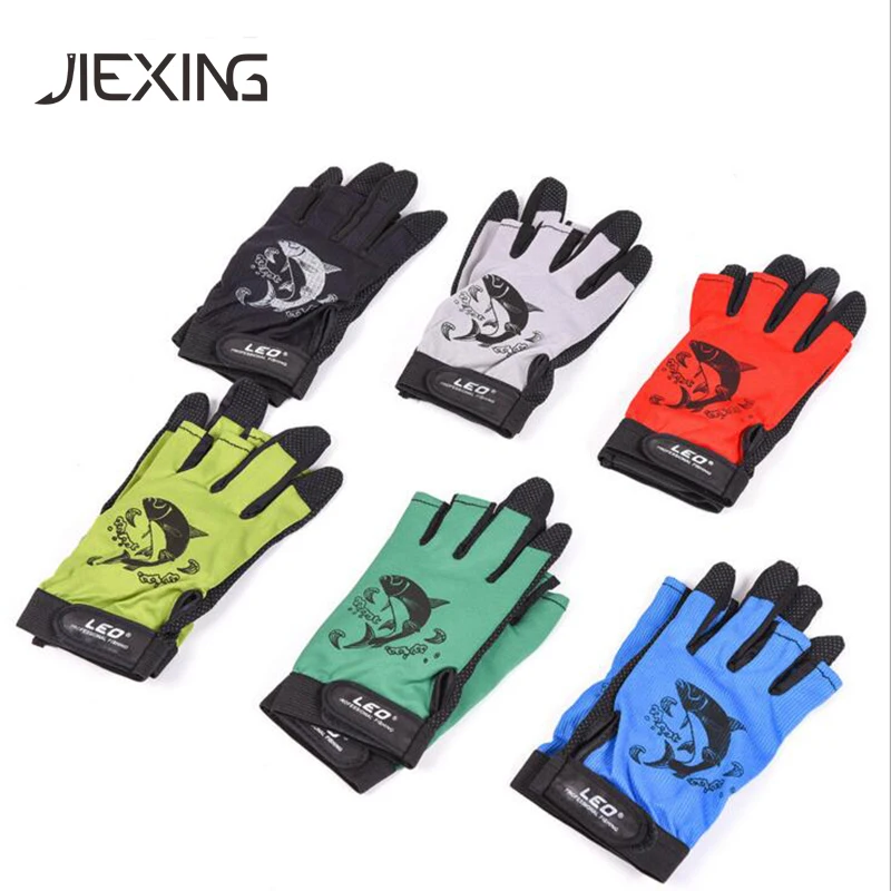 

Breathable half finger fishing gloves Elastic anti slip luva 3 Cut Finger pesca gloves Quick dry guante fishing accessories