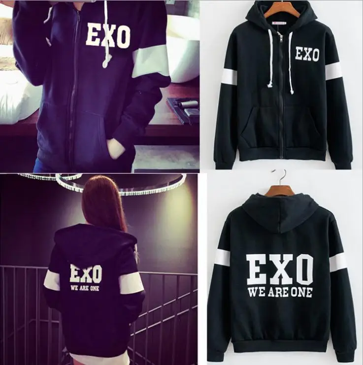 Новинка kpop EXO пальто для женщин толстовка с капюшоном и принтом толстовки