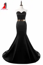 Long Evening Dresses Simple Cheap Black Mermaid Plus Size Belt Prom Formal Dress Party Gown Vestidos De Festa Robe De Soiree 27