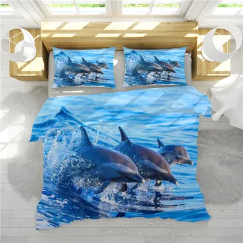 

3D Dolphin Bedding Set Twin size Cartoon Duvet Set Full size Quilt Cover Kid bedclothes Home Decor