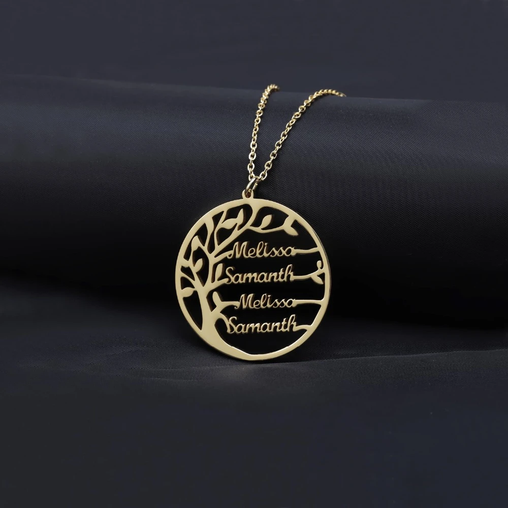 

Life Tree Golden Family Tree Custom Name Necklace Women Letter Necklace Stainless Steel Jewelry Personalized Couple Family Gifts