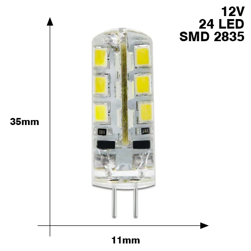 10 шт. G4 Светодиодный светильник высокой мощности 3 Вт SMD2835 3014 DC 12 В AC 220 В белый/теплый белый светильник, заменить галогенный Точечный светильник, люстра - Испускаемый цвет: G4 12V 2835 24L