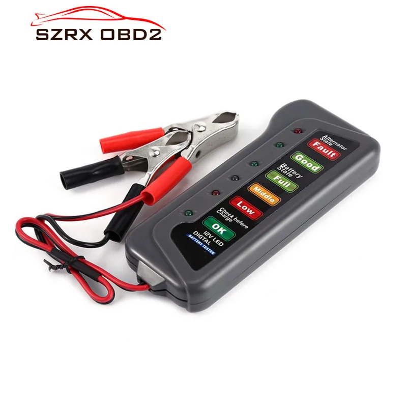 

2018 Newest Digital 12V Car Motorcycle Battery Alternator Tester with 6 LED Lights Display Car Vehicle Battery Testing Tool