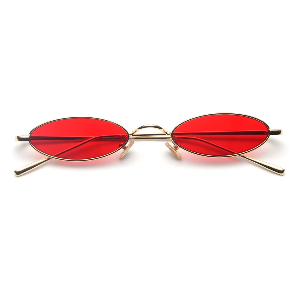 Маленькие овальные солнцезащитные очки для мужчин, мужские ретро очки в металлической оправе, Желтые красные винтажные маленькие круглые солнцезащитные очки для женщин
