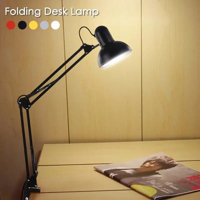 

LED Table Lamp Long Swing Arm Clip Folding Desk Lamp Flexible Eye-Care Metal Multi-Joint Adjustable Home Office Reading Light S3