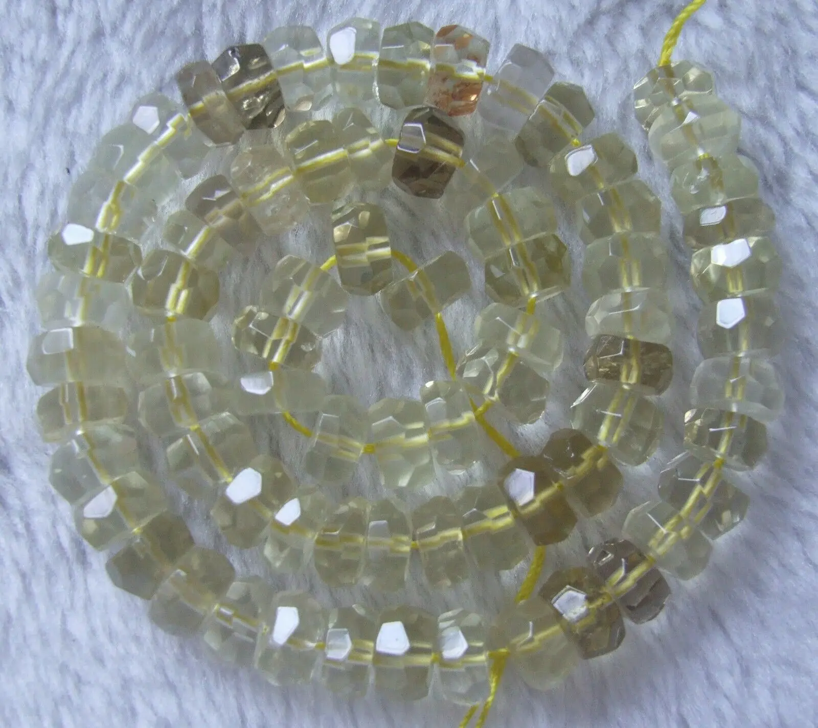 

5x10mm Natural Lemon Quartz Faceted Rondelle Loose Beads 15.5Inch