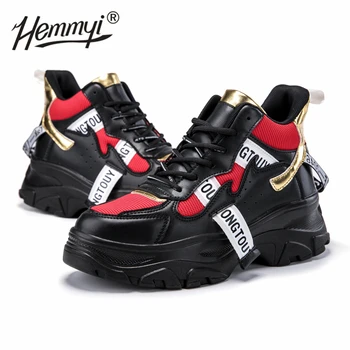 

Thick Soled Women's Chunky Sneakers 2019 Fashion Platform High Casual Shoes Black White Luxury Shoes Women Designers Footwear