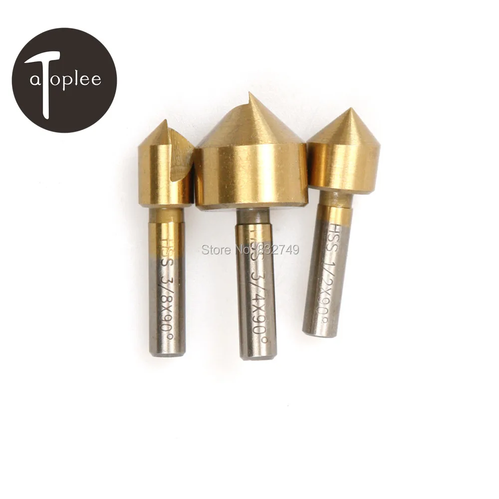 3 PCS 90 Degree Single Flute Chamfer Reamer Chamfering End Mill Cutter