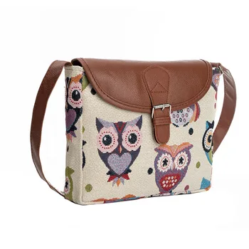 

Summer Women Messenger Bags Flap Bag Lady Canvas Cartoon Owl Printed Crossbody Shoulder Bags casual Small Female Handbags