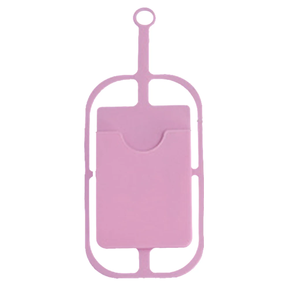 Эластичный Чехол-держатель для мобильного телефона, модный силиконовый ремешок для телефона с карманом для карт, универсальный смартфон, сделай сам - Цвет: Розовый